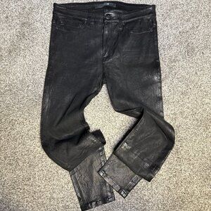 Joe’s Jeans Black Leather Icon Skinny Low Rise Ankle Pants Size 26